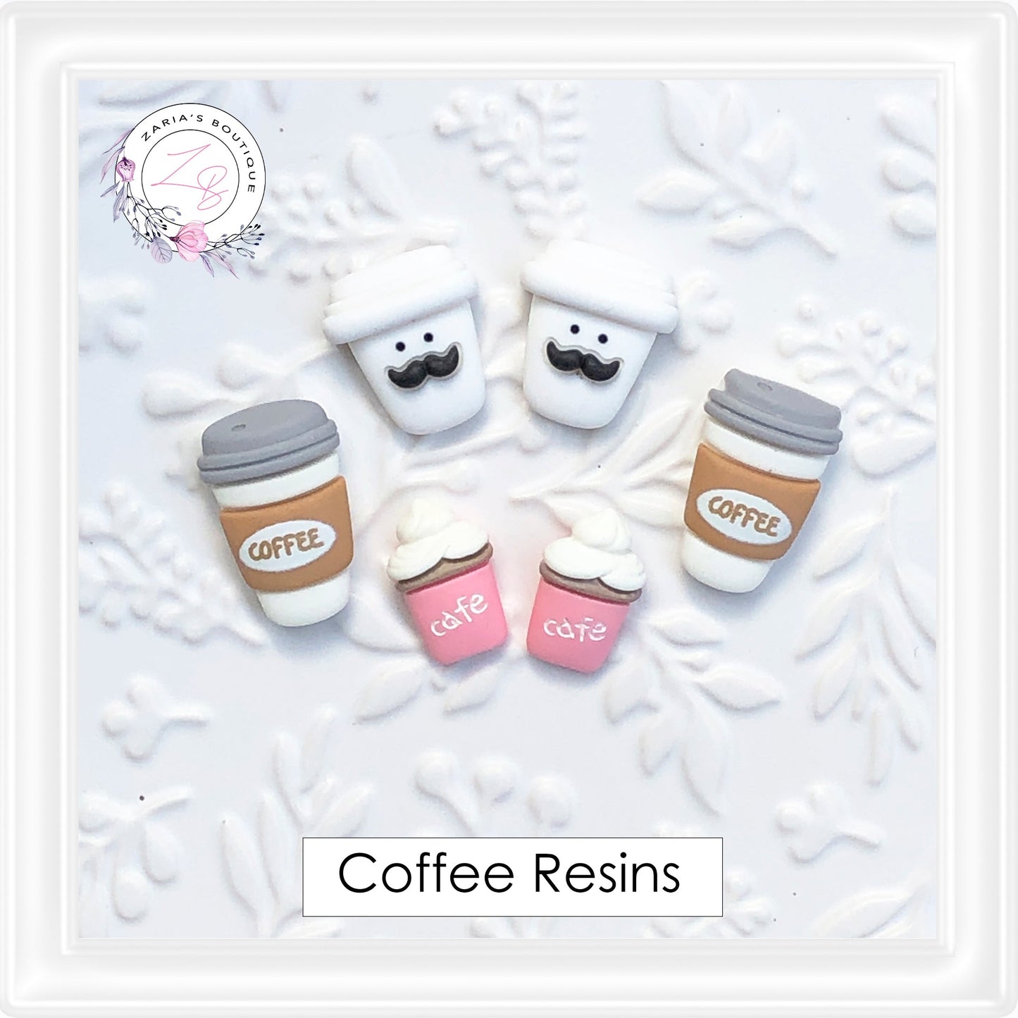 ⋅ CAFE LATTE ⋅ Coffee Flatback Resin Embellishments ⋅ Per Pair ⋅ 3 Designs ⋅