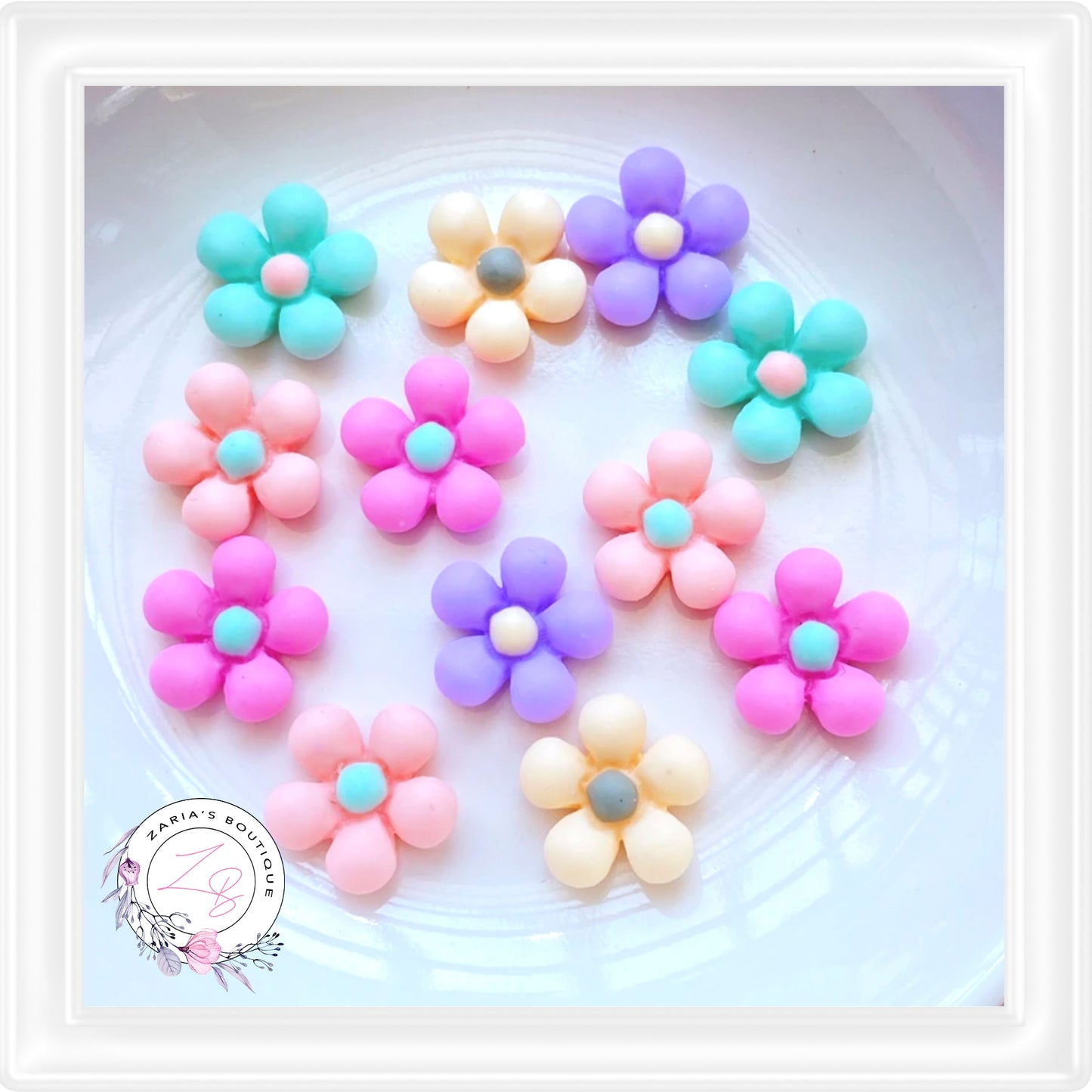 ⋅ MIXED BLOSSOMS ⋅ Flatback Resin Embellishments ⋅ 10 Pcs ⋅