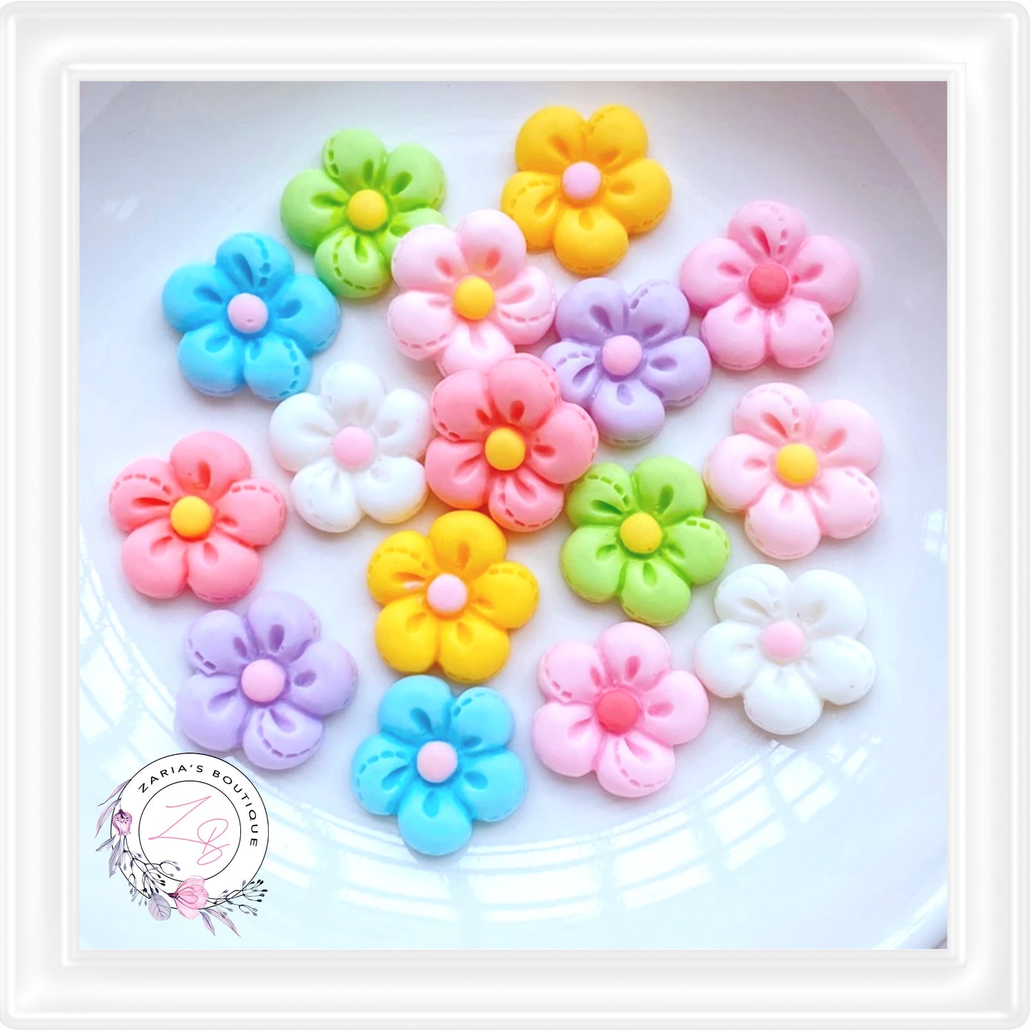 ⋅ MIXED BLOSSOMS ⋅ Flatback Resin Embellishments ⋅ 10 Pcs ⋅