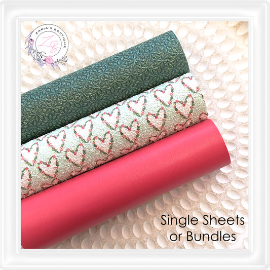 â‹… Floral Hearts â‹… Vegan Faux Leather & Glitter 3 Piece Bundle OR Single Sheets â‹…