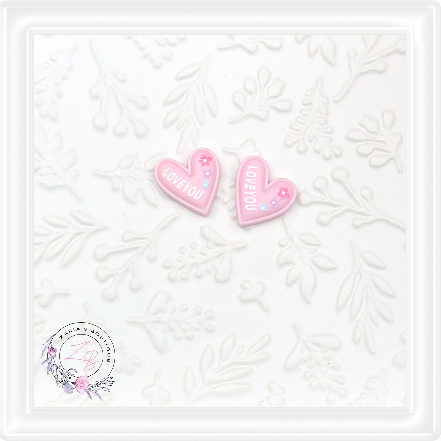 ⋅ LOVE HEARTS ⋅ Flatback Resin Embellishments ⋅ Per Pair ⋅