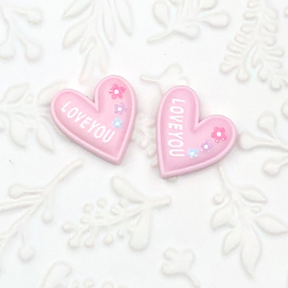 ⋅ LOVE HEARTS ⋅ Flatback Resin Embellishments ⋅ Per Pair ⋅