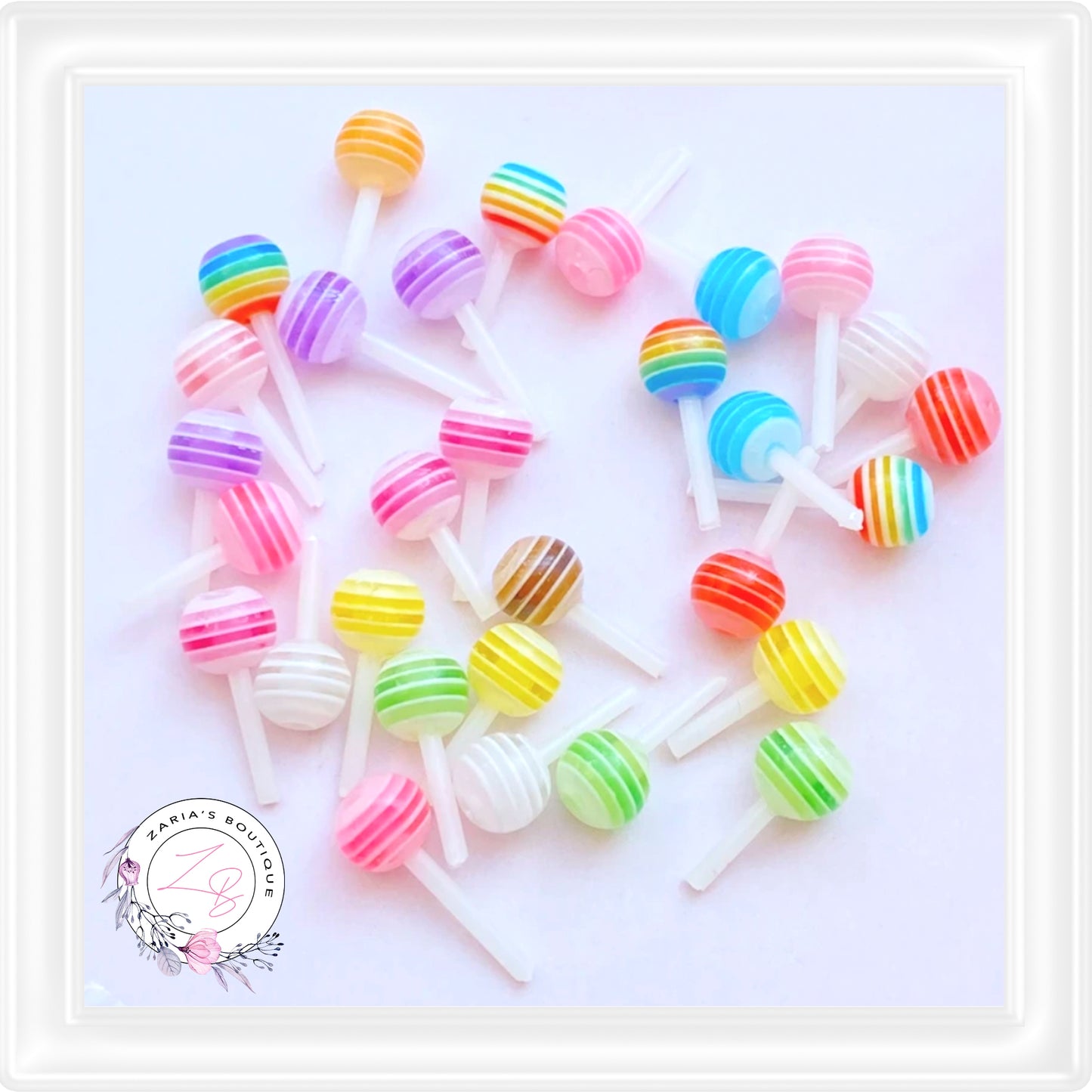 ⋅ MIXED LOLLIPOPS ⋅ Flatback Resin Embellishments ⋅ 5 Pcs ⋅