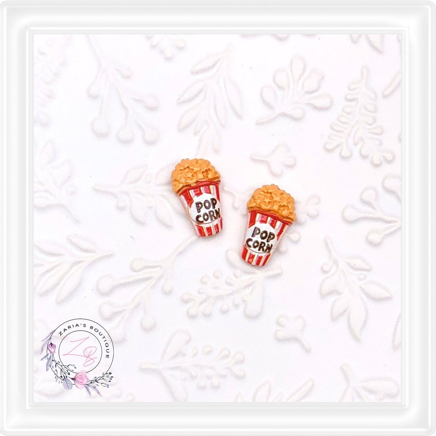 ⋅ POPCORN ⋅ Flatback Resin Embellishments ⋅ Per Pair ⋅
