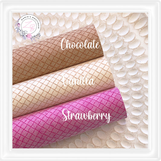 β
 Waffle Cone β
 Textured Vegan Faux Leather β
 Chocolate Vanilla Strawberry β