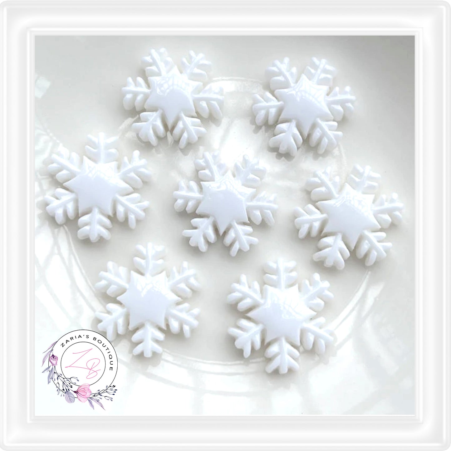 ⋅ SNOWFLAKES ⋅ Flatback Resin Embellishments ⋅ Per Pair ⋅