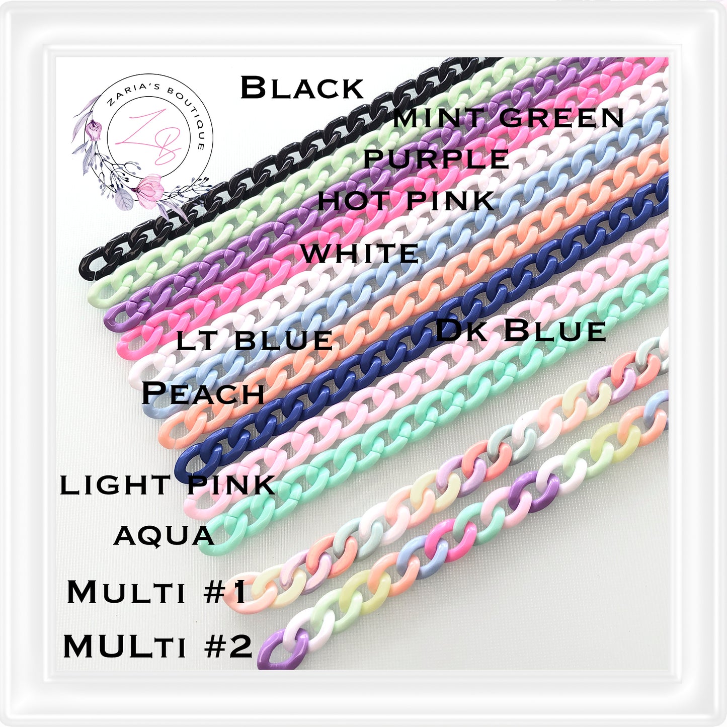 ⋅ Acrylic Chains ⋅ 12 Colours ⋅