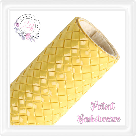 β
Β Patent Basketweave β
Β Textured Vegan Faux Leather β
 Ivory β