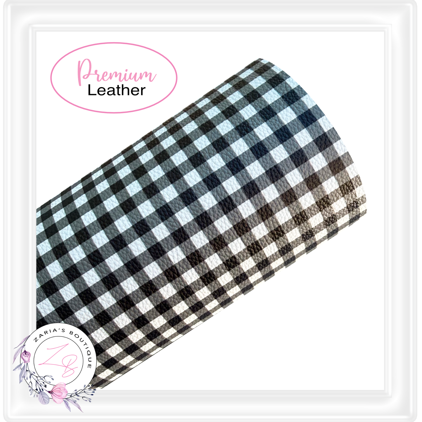 ⋅ Black & White Gingham Check ⋅ Vegan Faux Leather