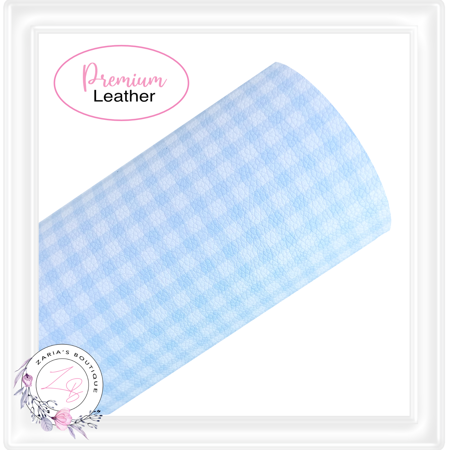 ⋅ Blue & White Gingham Check ⋅ Vegan Faux Leather