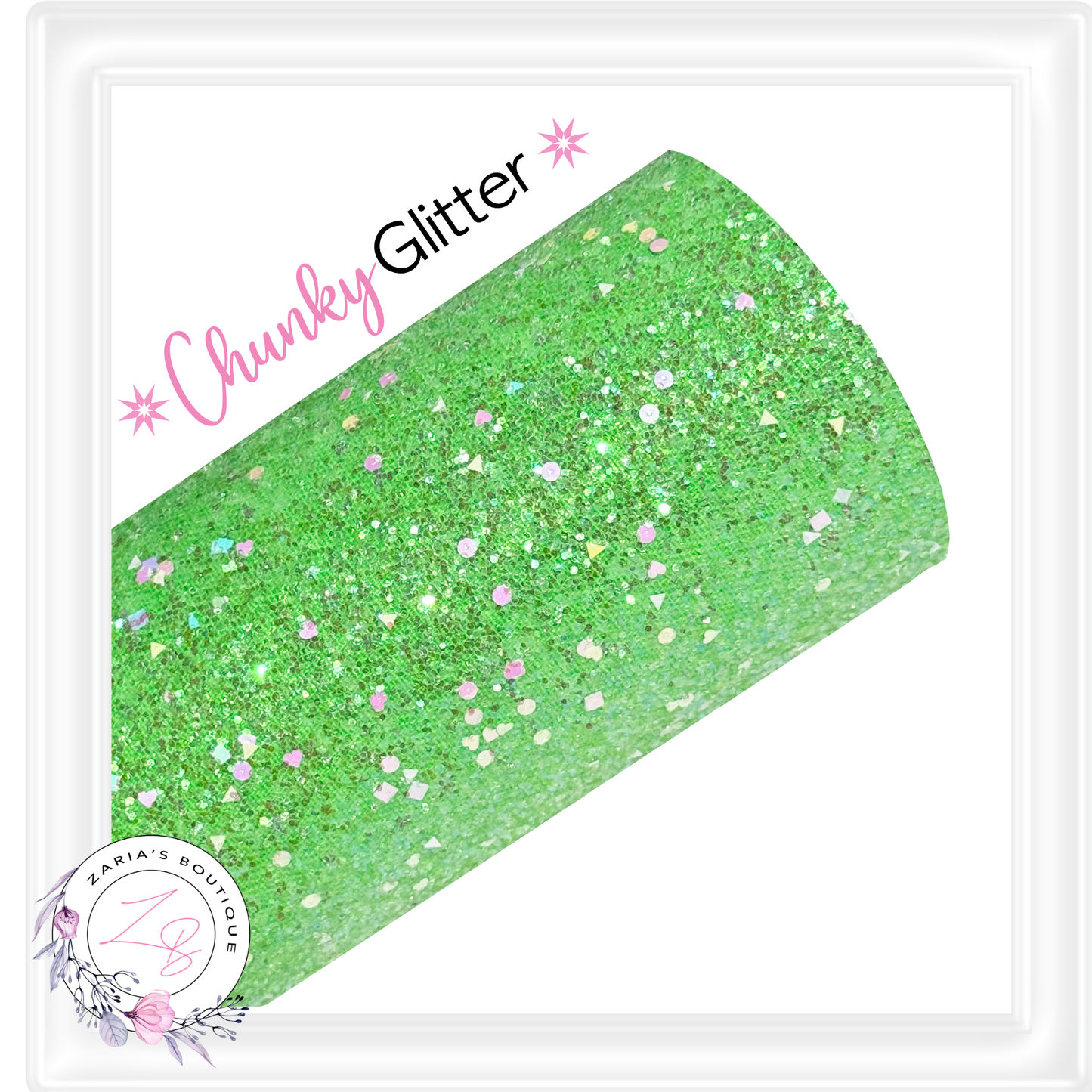 ∙ CHUNKY GLITTER ∙ Green Holographic Glitter Gems