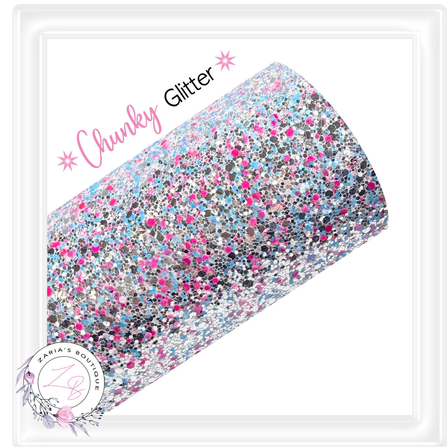 ⋅ Chunky Glitter Sheets ⋅ Pink, Blue & Silver ⋅