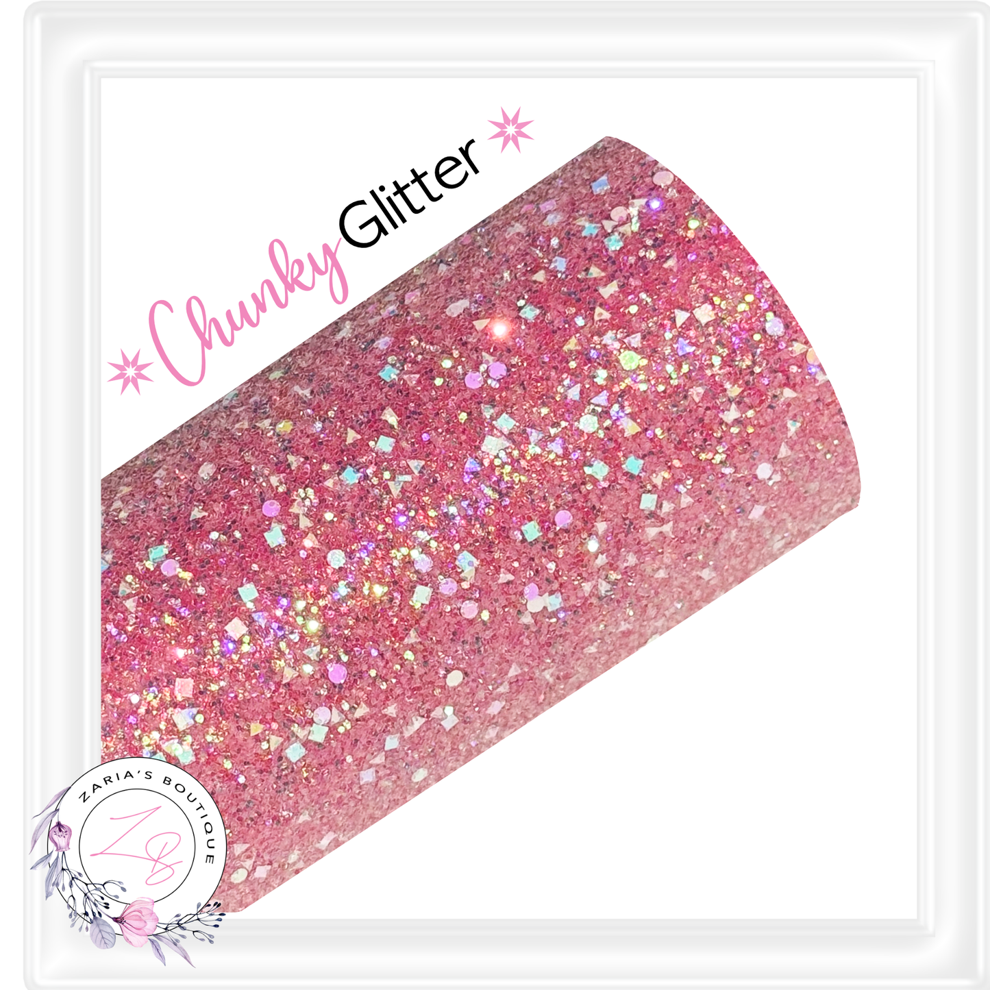 ∙ CHUNKY GLITTER ∙ Rose Pink Holographic Glitter Gems