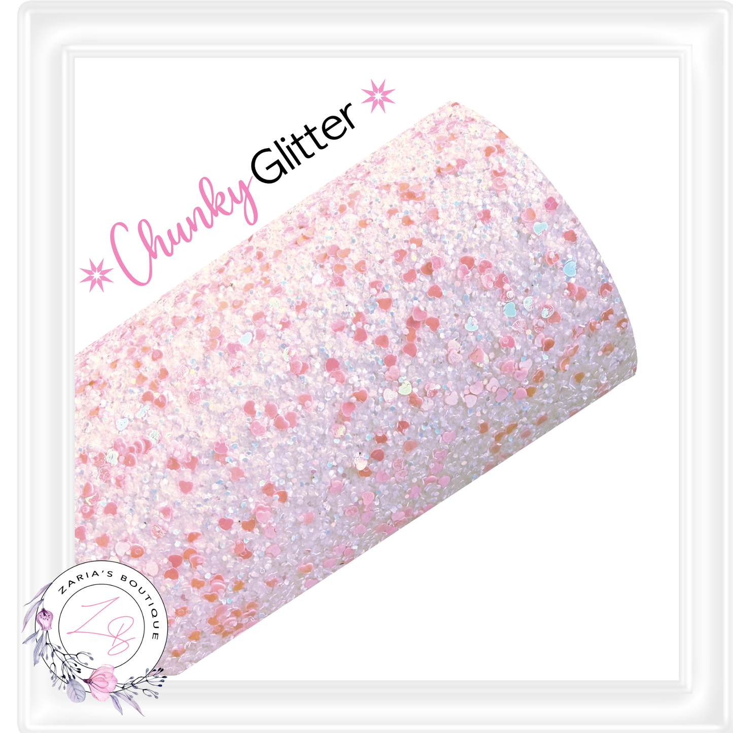 ∙ CHUNKY GLITTER ∙ Sprinkled Pink Hearts ⋅
