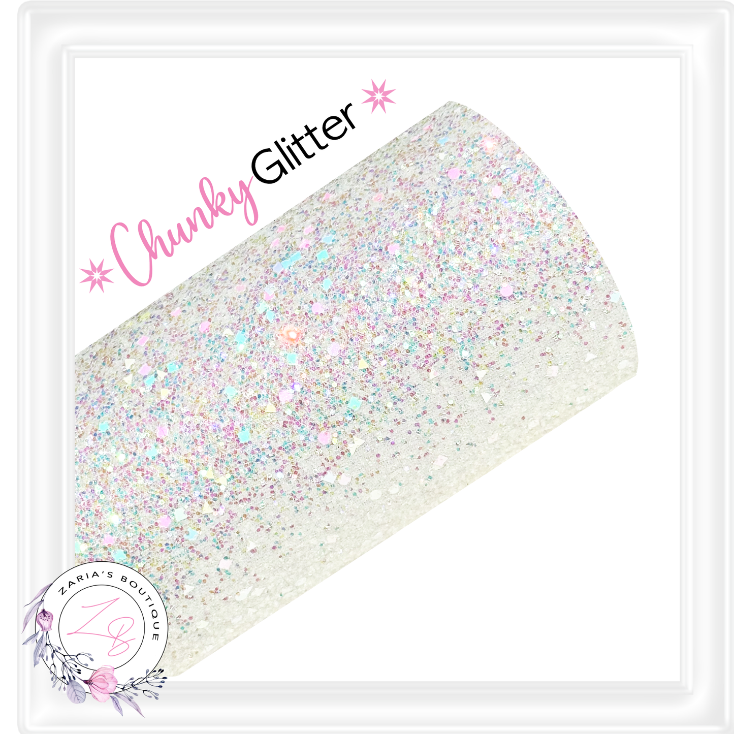 ∙ CHUNKY GLITTER ∙ White Holographic Glitter Gems ∙
