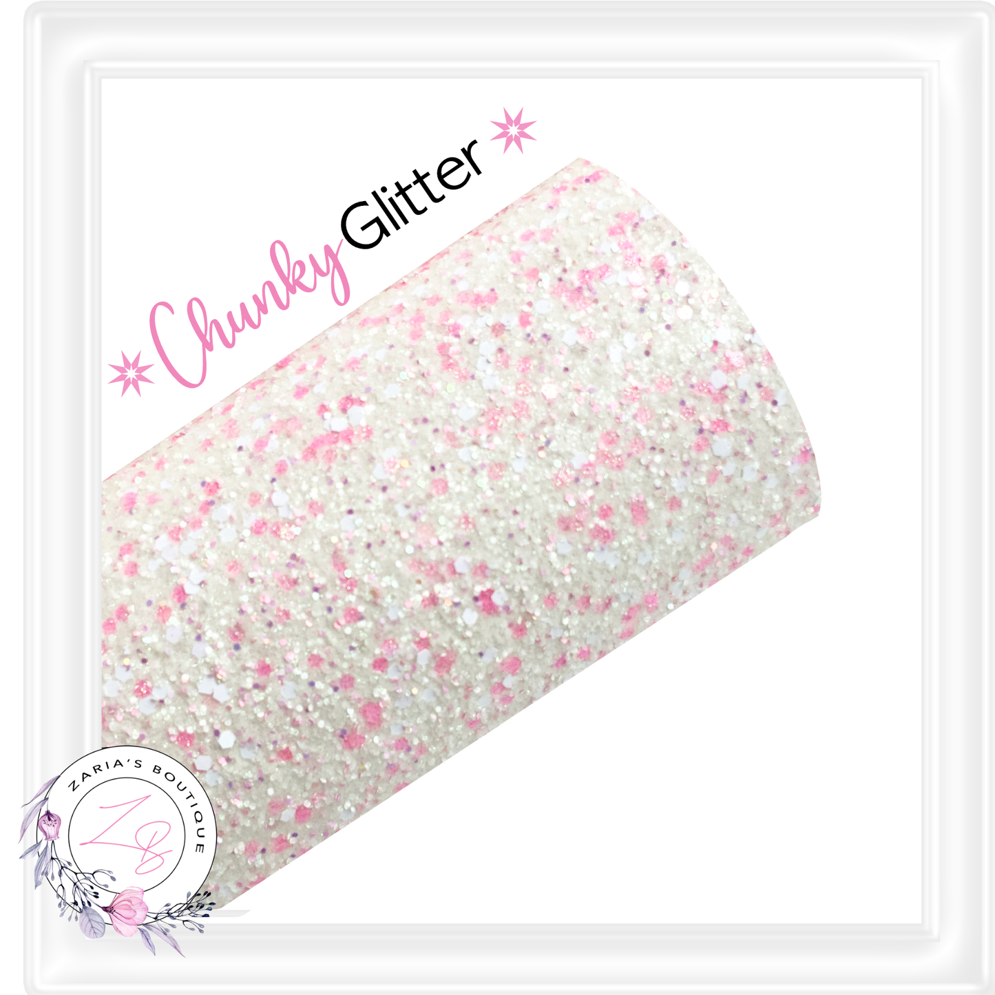 ∙ CHUNKY GLITTER ∙ Pink Sprinkles on White ⋅