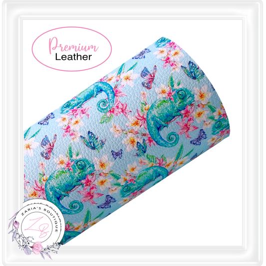 â‹… Tropical Chameleons â‹… Custom Printed Premium Vegan Faux Leather â‹… 2 Colours â‹…