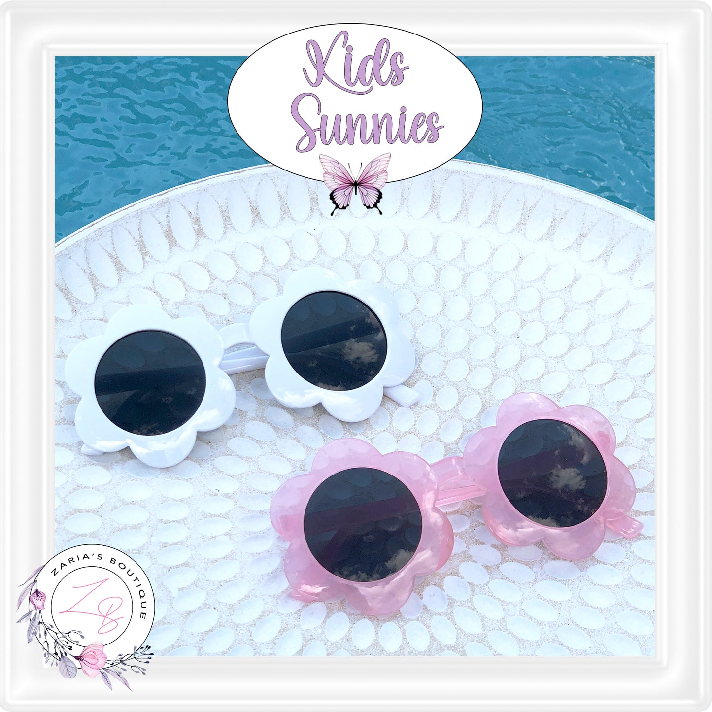 ⋅ Children's Flower Sunglasses ⋅ Pink or White ⋅