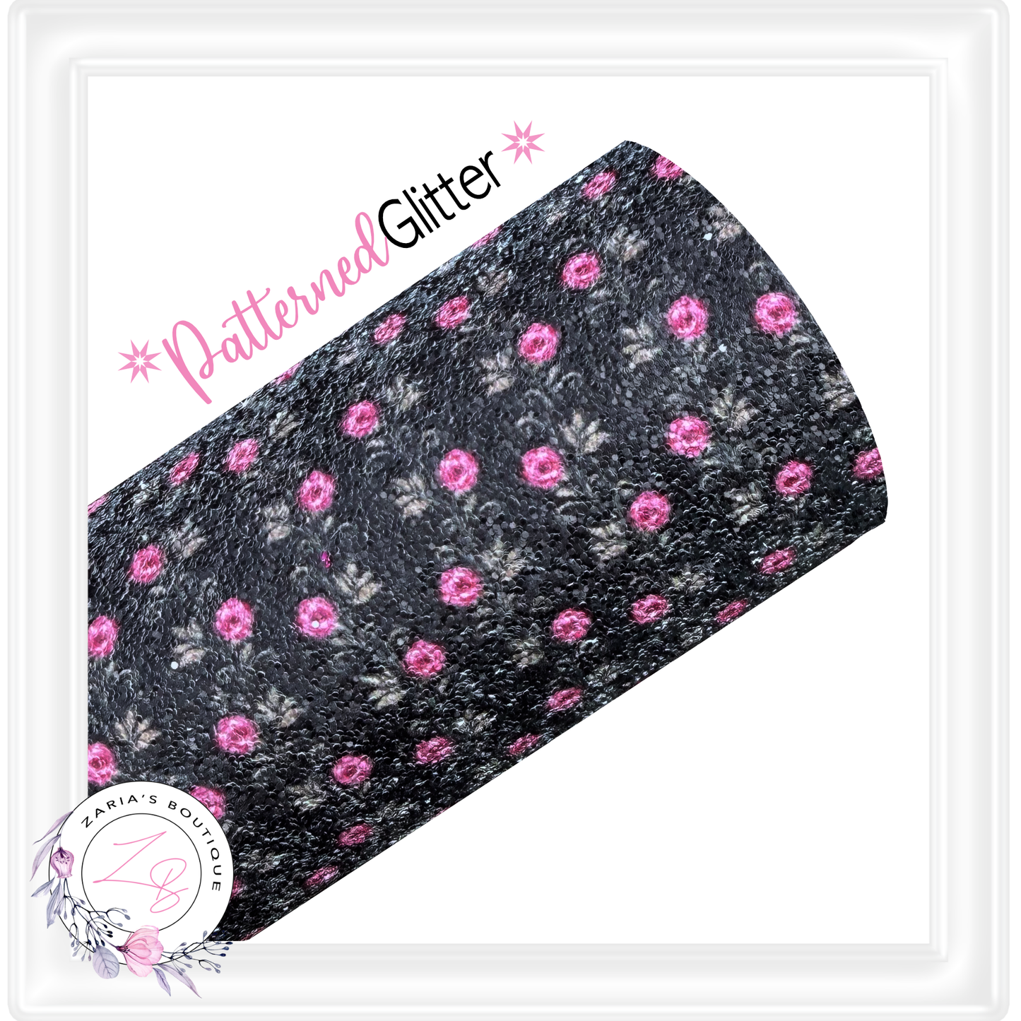 ⋅ PATTERNED CHUNKY GLITTER ⋅ Pink Rosebuds ⋅