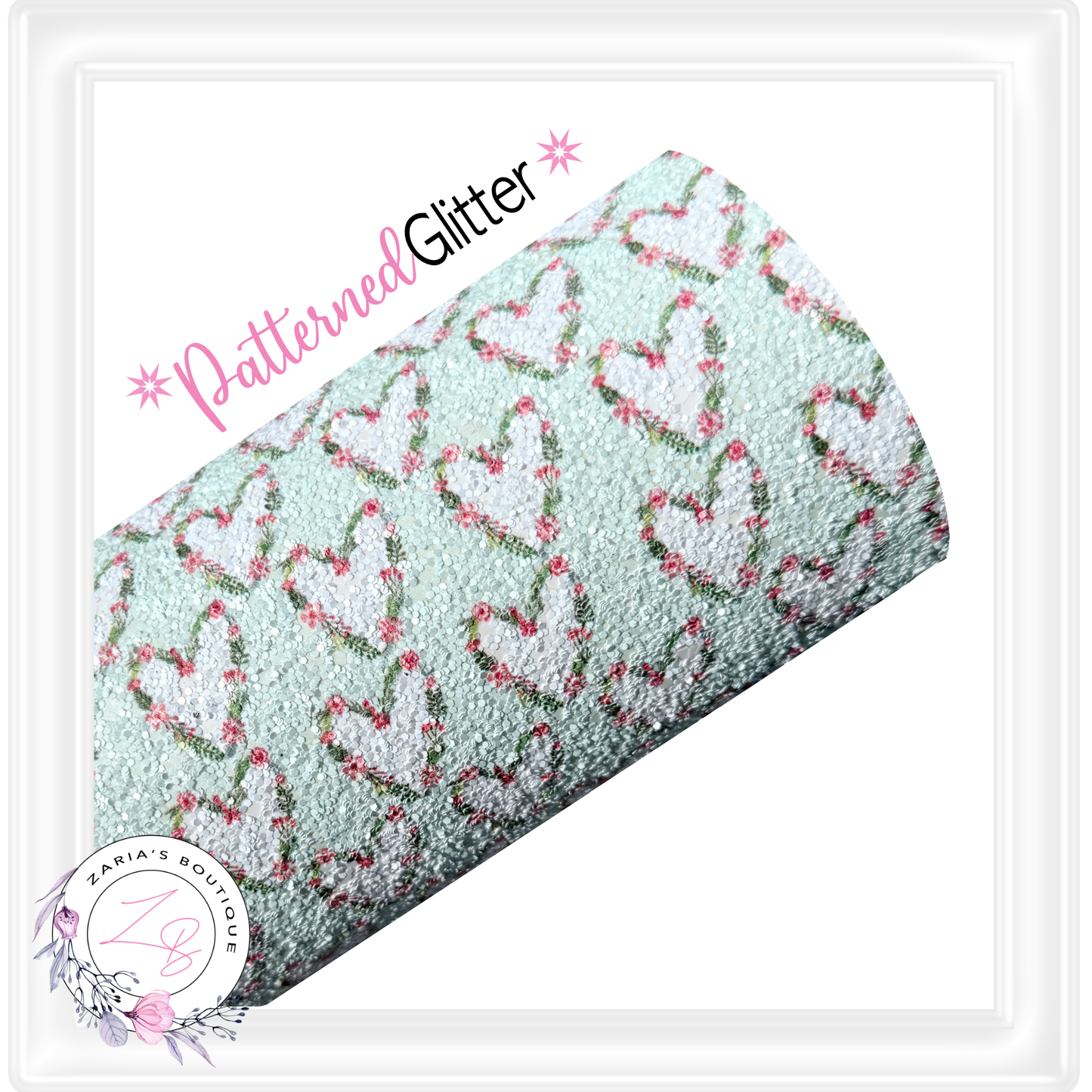 ⋅ PATTERNED CHUNKY GLITTER ⋅ Floral Hearts ⋅