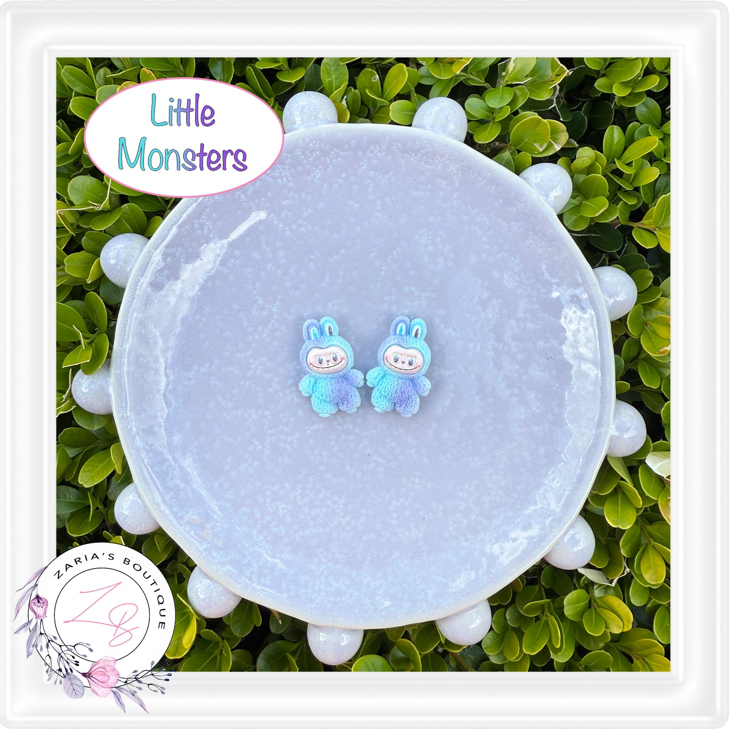 • Little Monsters • Flat Back Cabochon Resin Craft Embellishments • Set of 2 •
