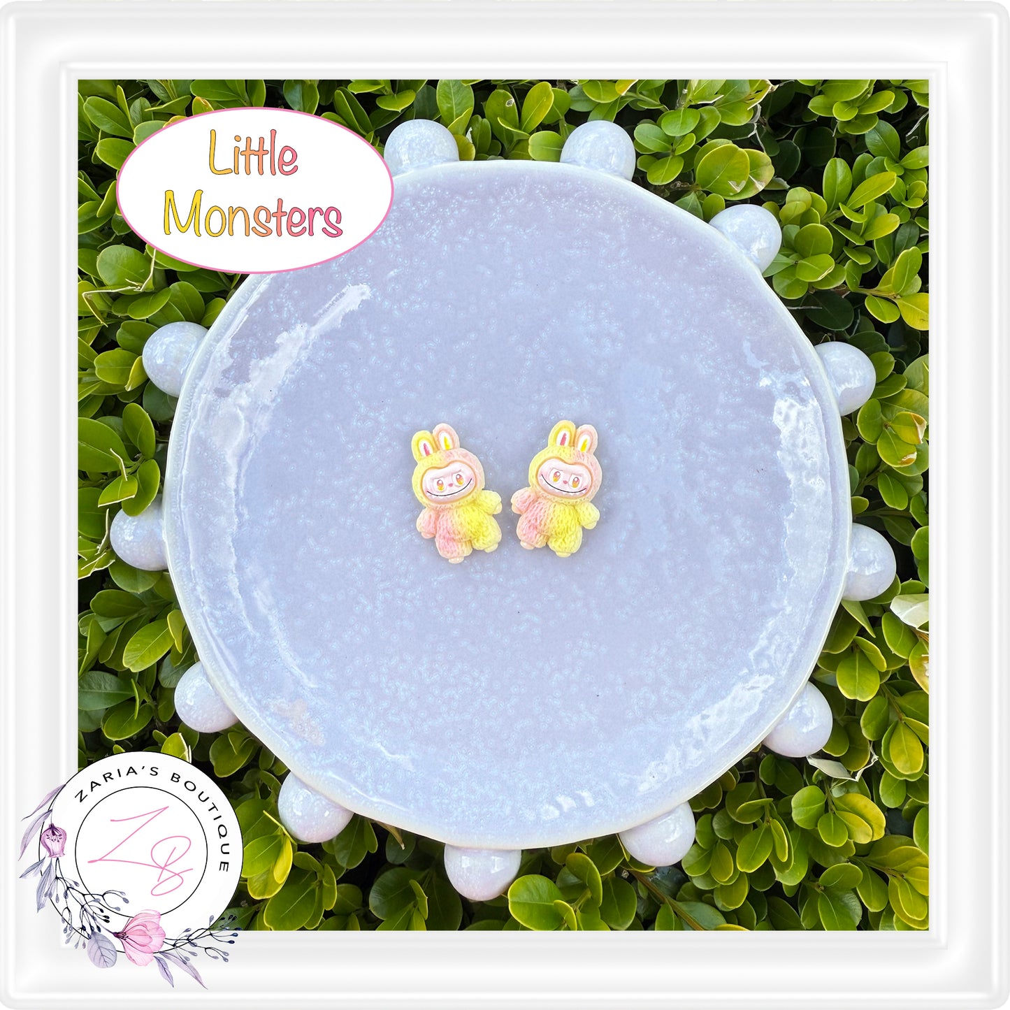 • Little Monsters • Flat Back Cabochon Resin Craft Embellishments • Set of 2 •