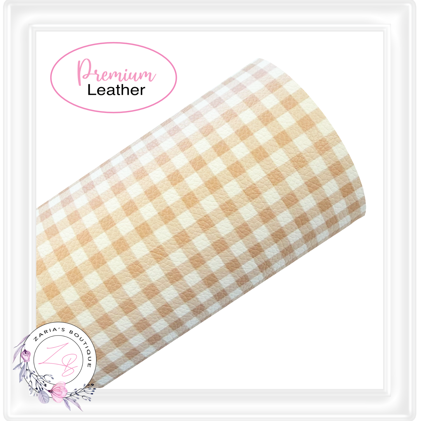 ⋅ Latte & White Gingham Check ⋅ Vegan Faux Leather