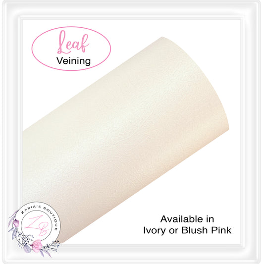 ⋅ Solid Colour Faux Leather ⋅ Leaf Vein Pattern ⋅ Blush Pink or Ivory ⋅