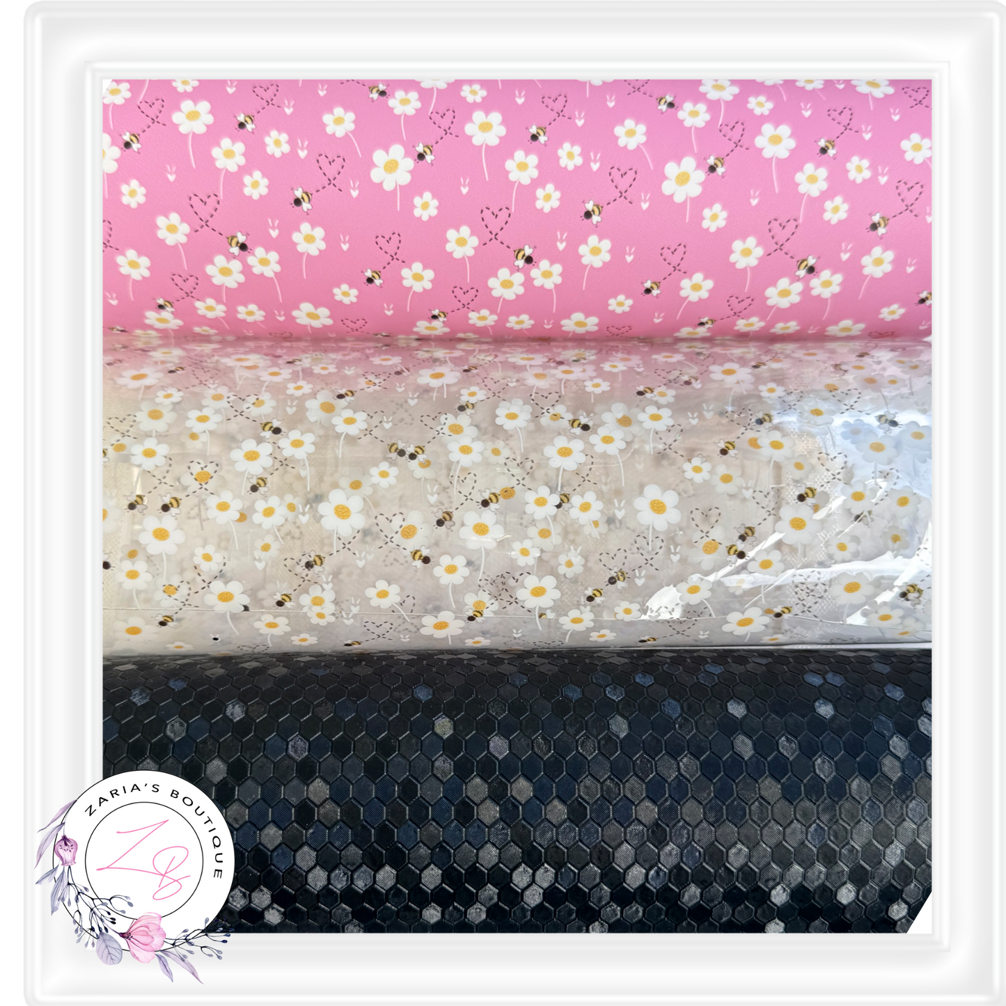 ⋅ Transparent TPU Clear Vinyl Sheets ⋅ Bees & Daisies ⋅