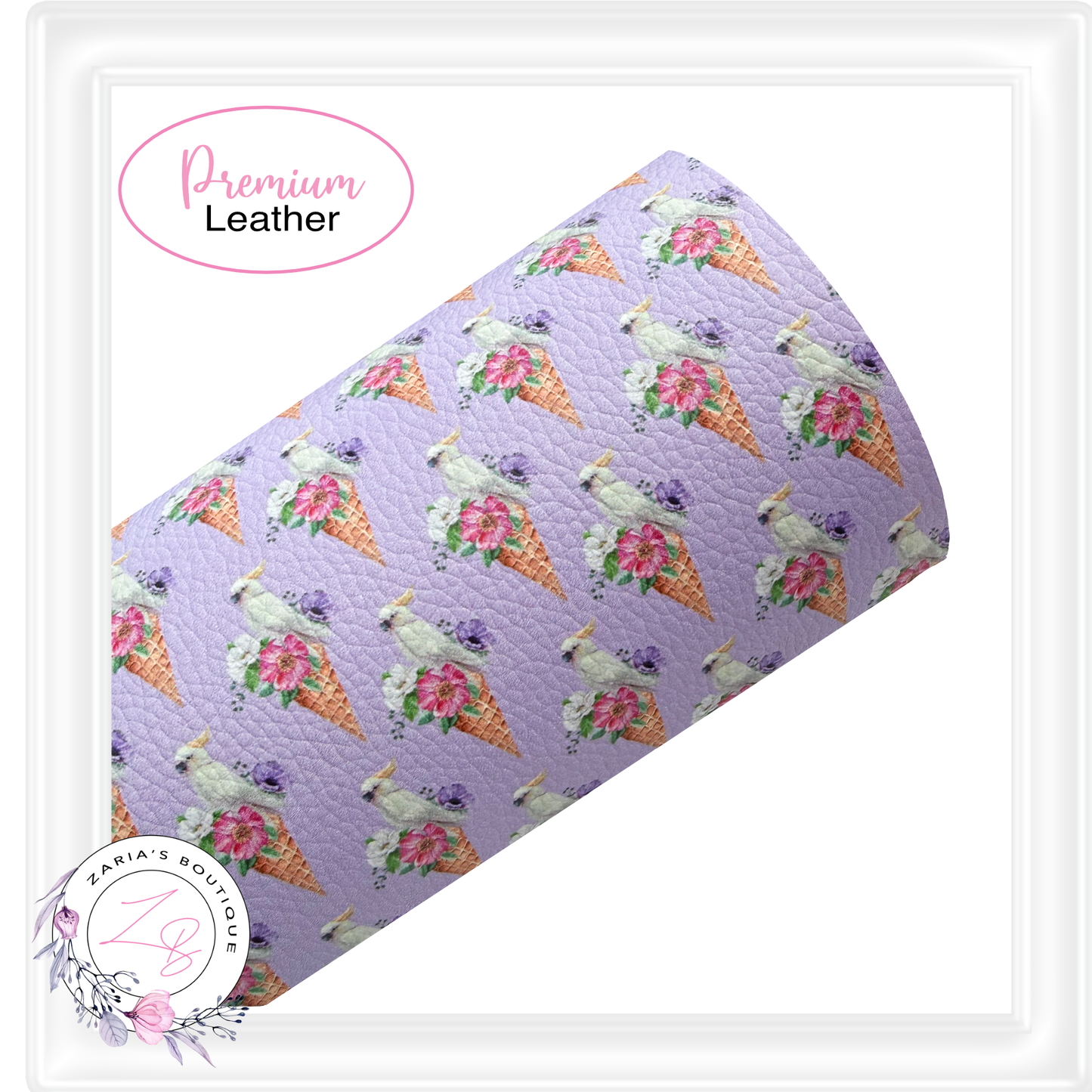 ⋅ Cockatoo Cones ⋅ Custom Vegan Faux Leather ⋅ Sheets Or Rolls!