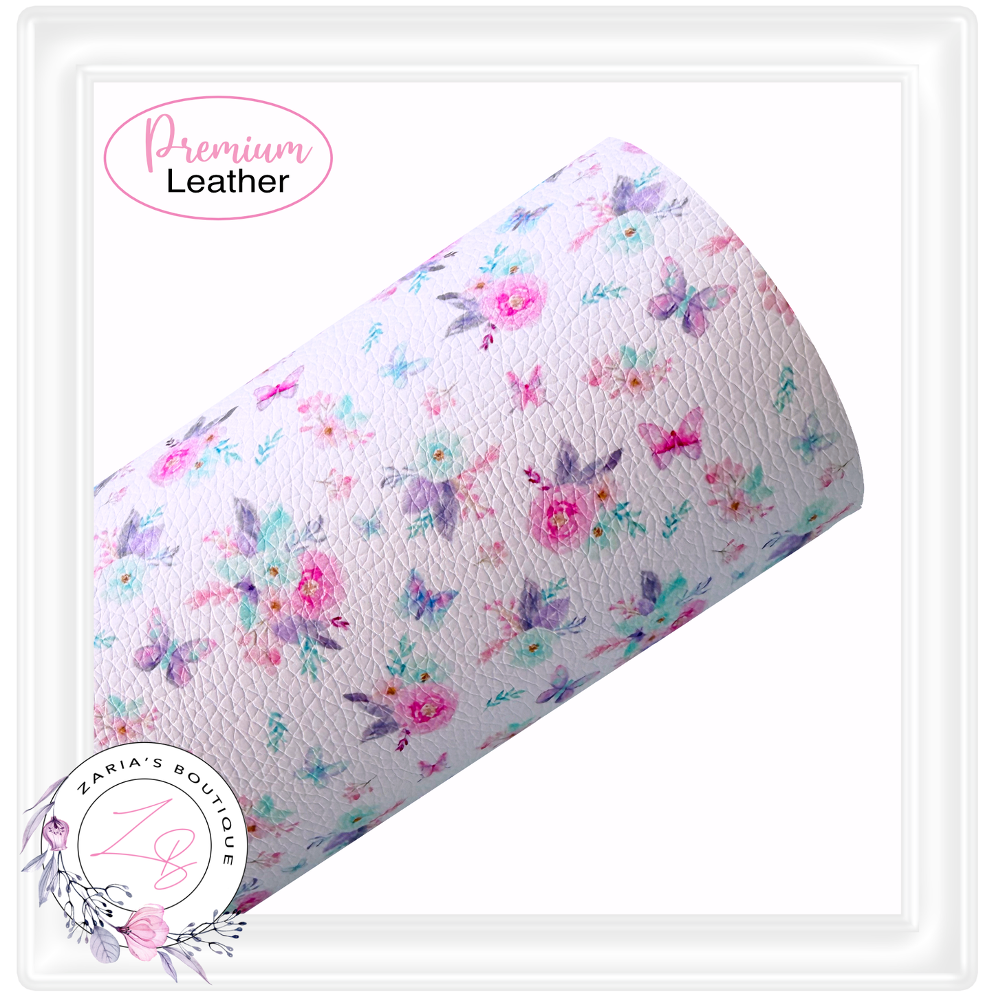 Custom Sweet Butterfly Floral Stripe Vegan Faux Leather Designer Multi-Pack or Single Sheets