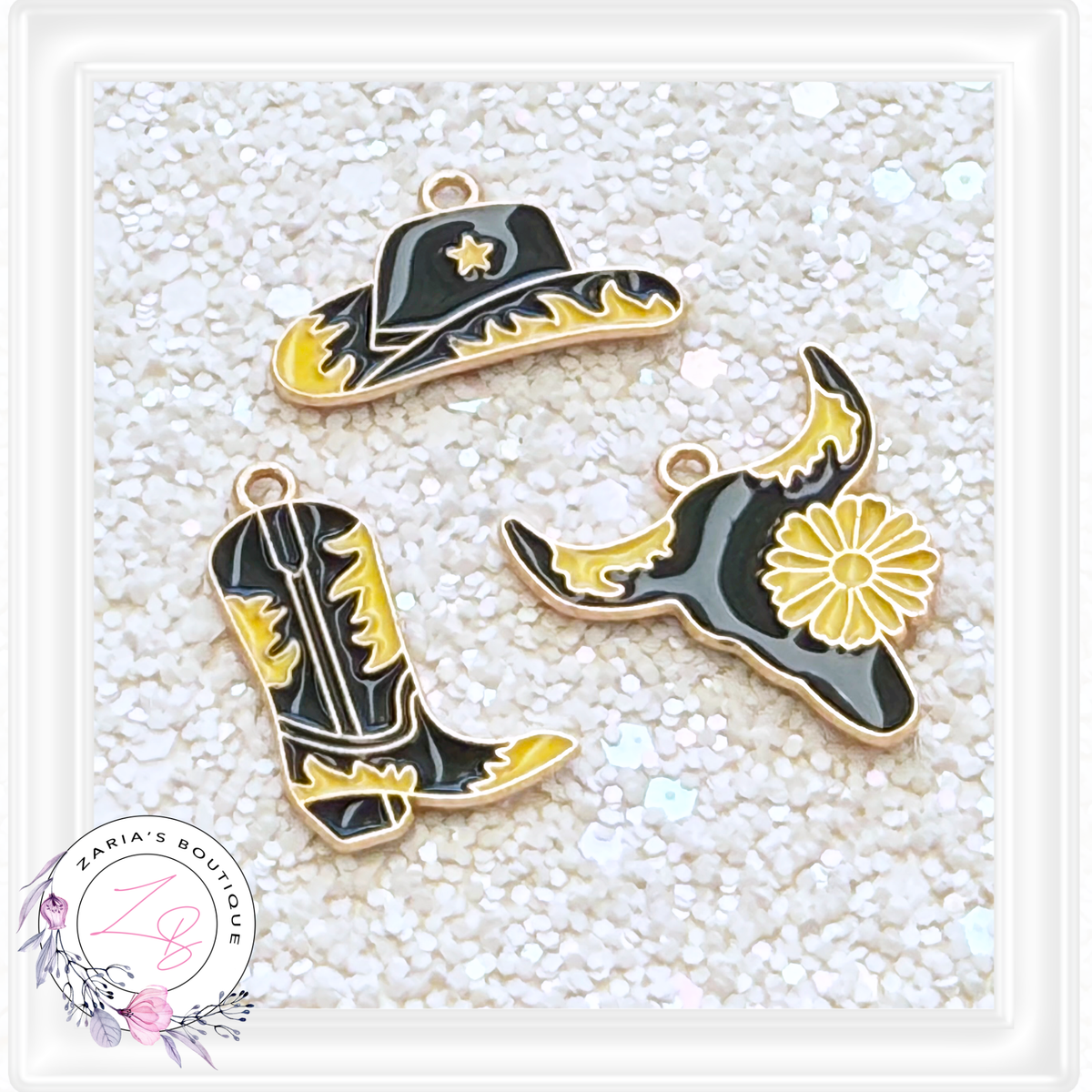 ⋅ Sunflower Cowgirl Charms ⋅ Jewellery Earring Charms Craft Embellishments ⋅ Per Pair ⋅