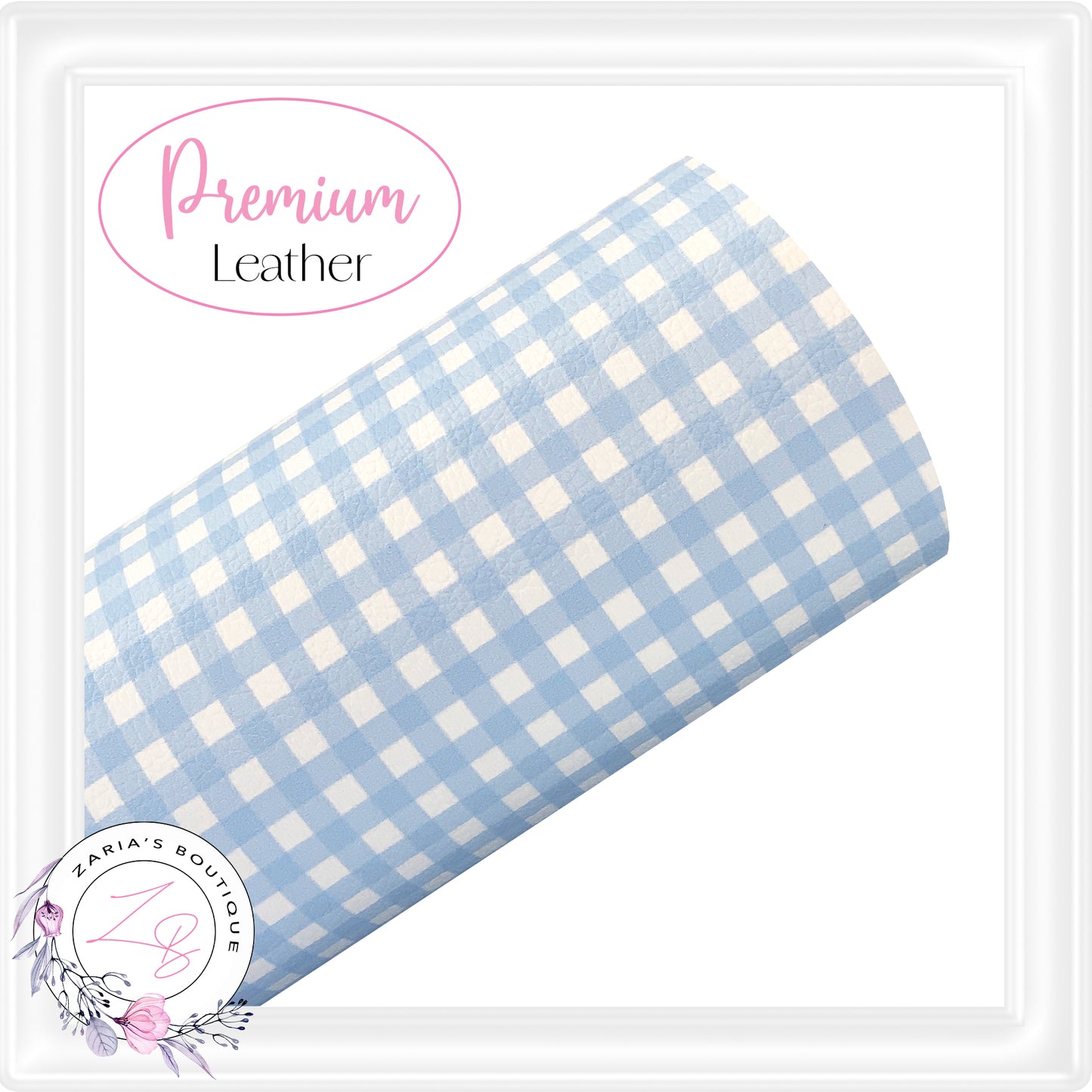 ⋅ Blue Gingham ⋅ Premium Vegan Faux Leather ⋅