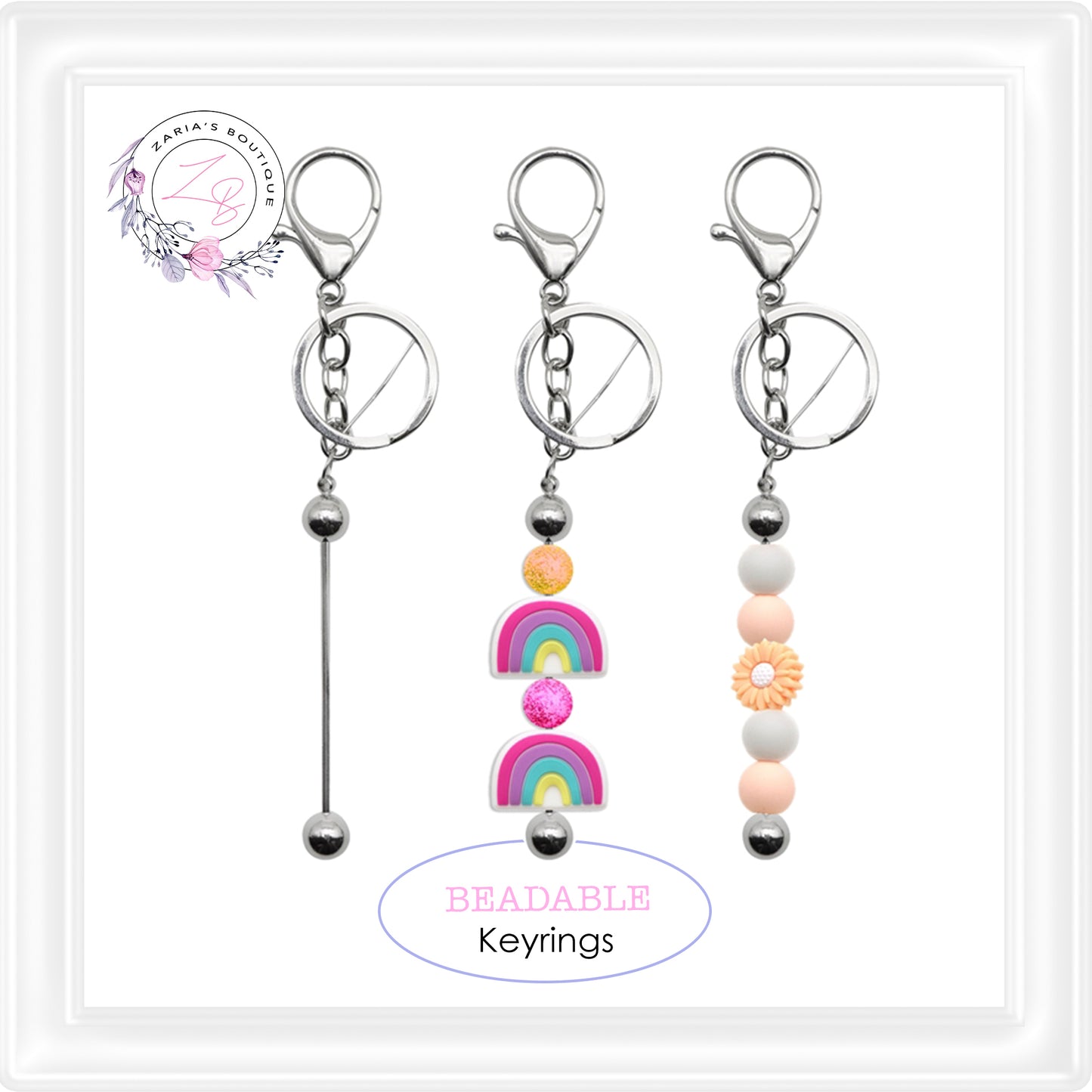 ⋅ Beadable Keyring Hardware ⋅ Silver OR Gold ⋅