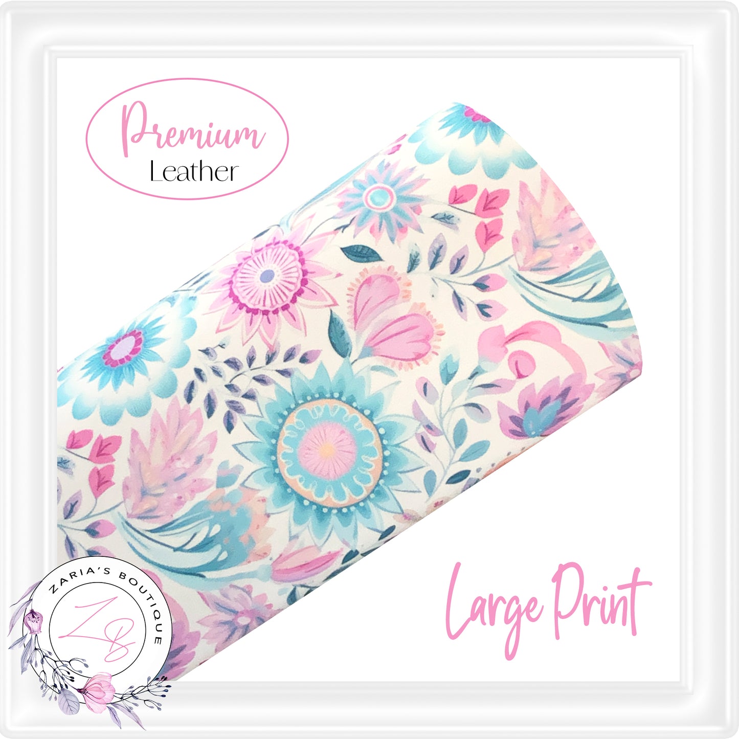 ⋅ Boho Floral ⋅ Premium Vegan Faux Leather ⋅ Large Scale for Bags