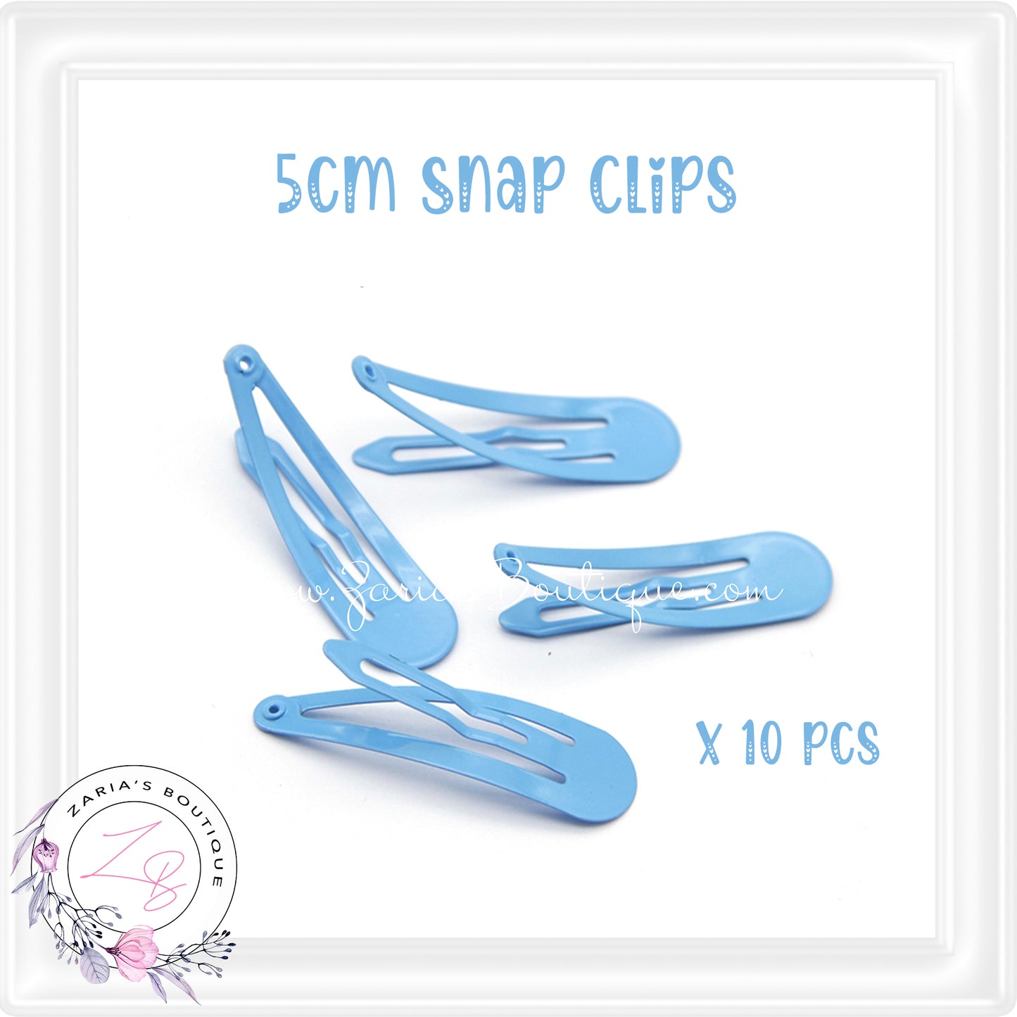 Blue Snap Hair Clips x 10