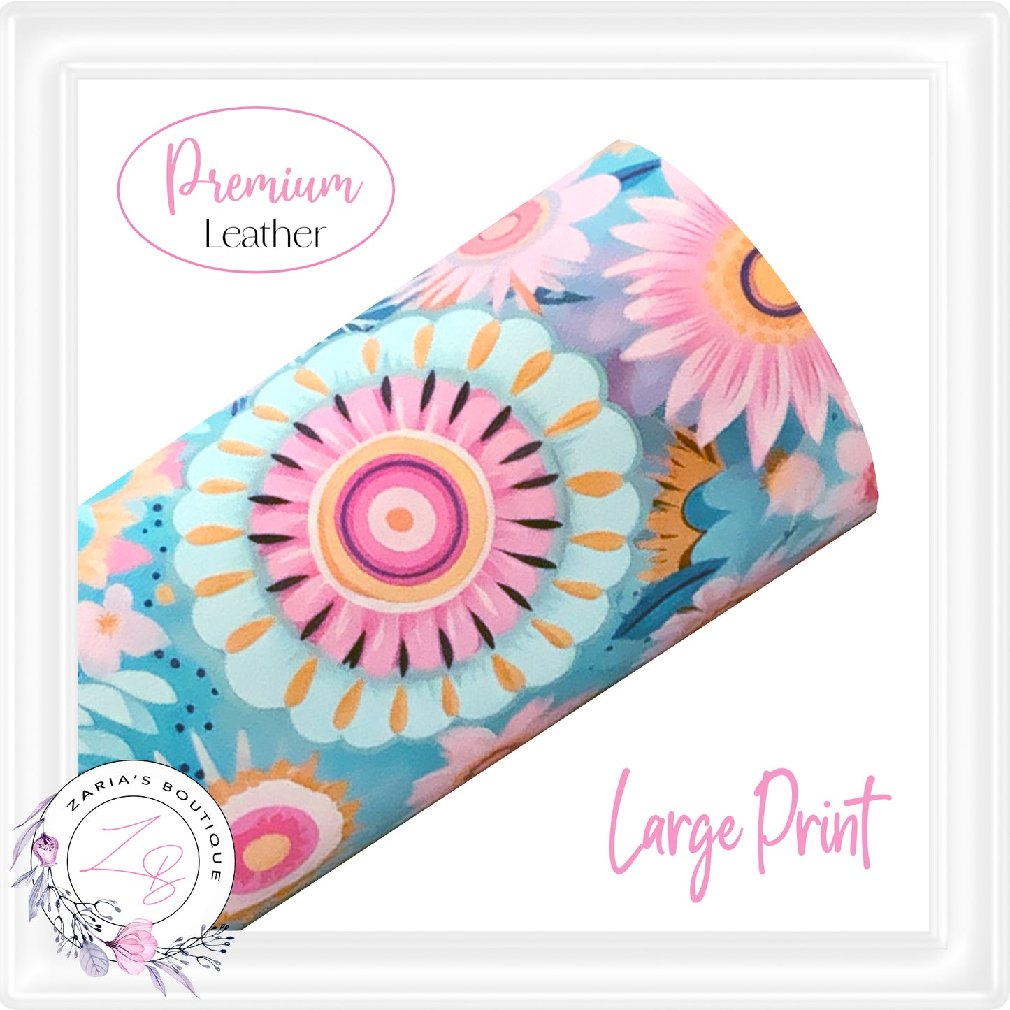 ⋅ Boho Floral ⋅ Premium Vegan Faux Leather ⋅ Large Scale for Bags