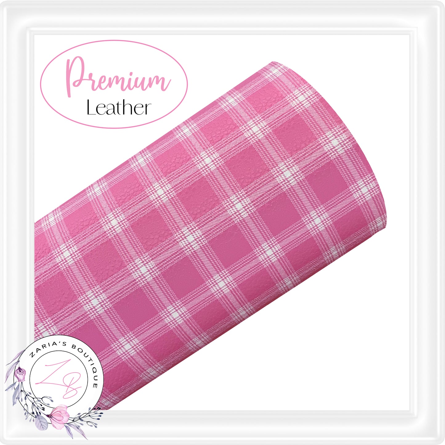 ⋅ Light Pink Check ⋅ Premium Vegan Faux Leather ⋅
