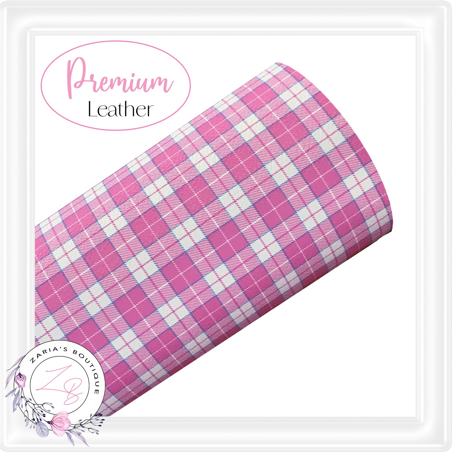 ⋅ Light Pink Check ⋅ Premium Vegan Faux Leather ⋅