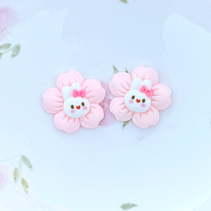 • Bunny Petals • Flatback Embellishments • 2 Pieces •