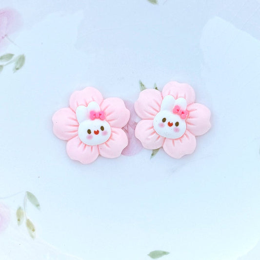 • Bunny Petals • Flatback Embellishments • 2 Pieces •
