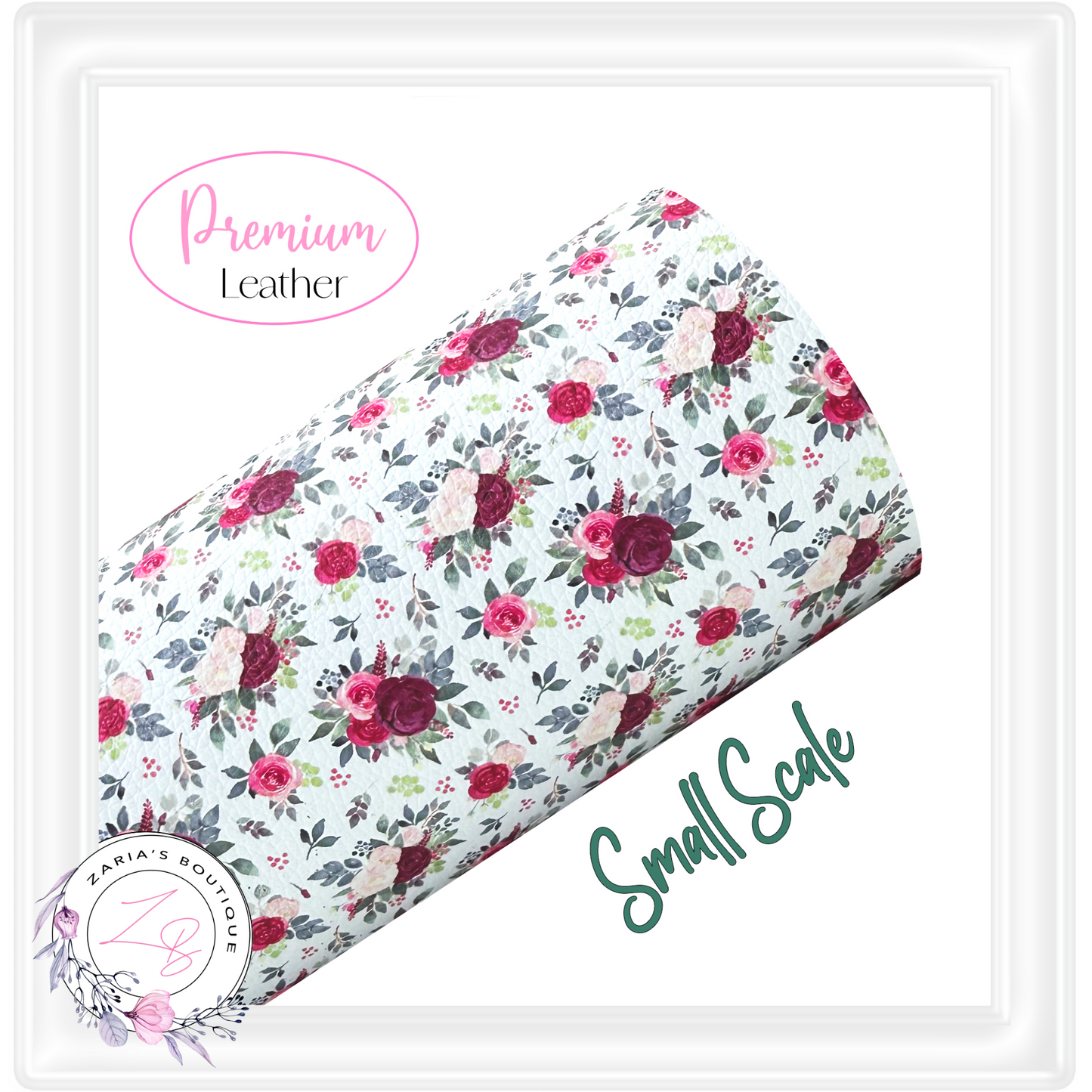 Custom Burgundy Rose Blooms Vegan Faux Leather Designer Multi-Pack or Single Sheets