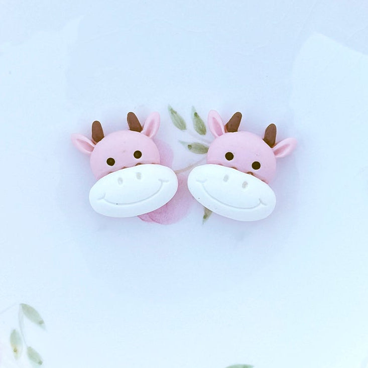 • Pink Cows • Flatback Embellishments • 2 Pieces •