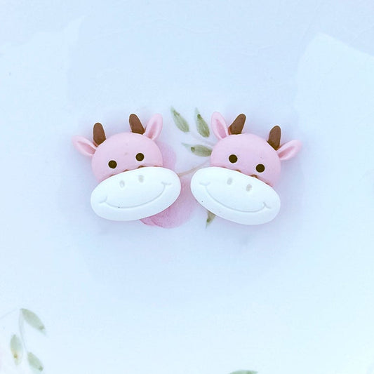 • Pink Cows • Flatback Embellishments • 2 Pieces •