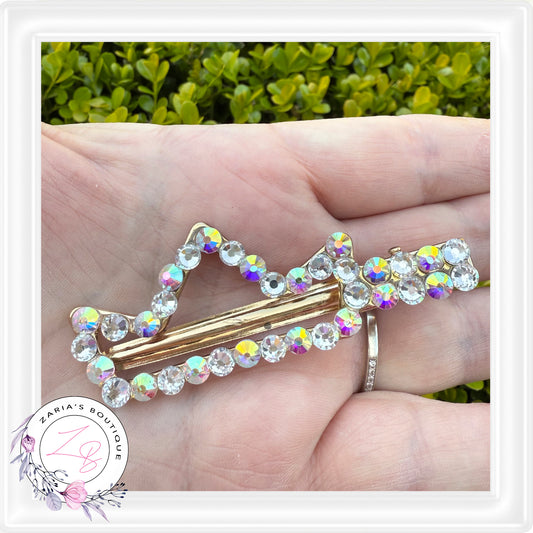 ⋅ Princess Hair Clips ⋅ Rhinestone Embellished Tiara Hair Clip ⋅ Gold