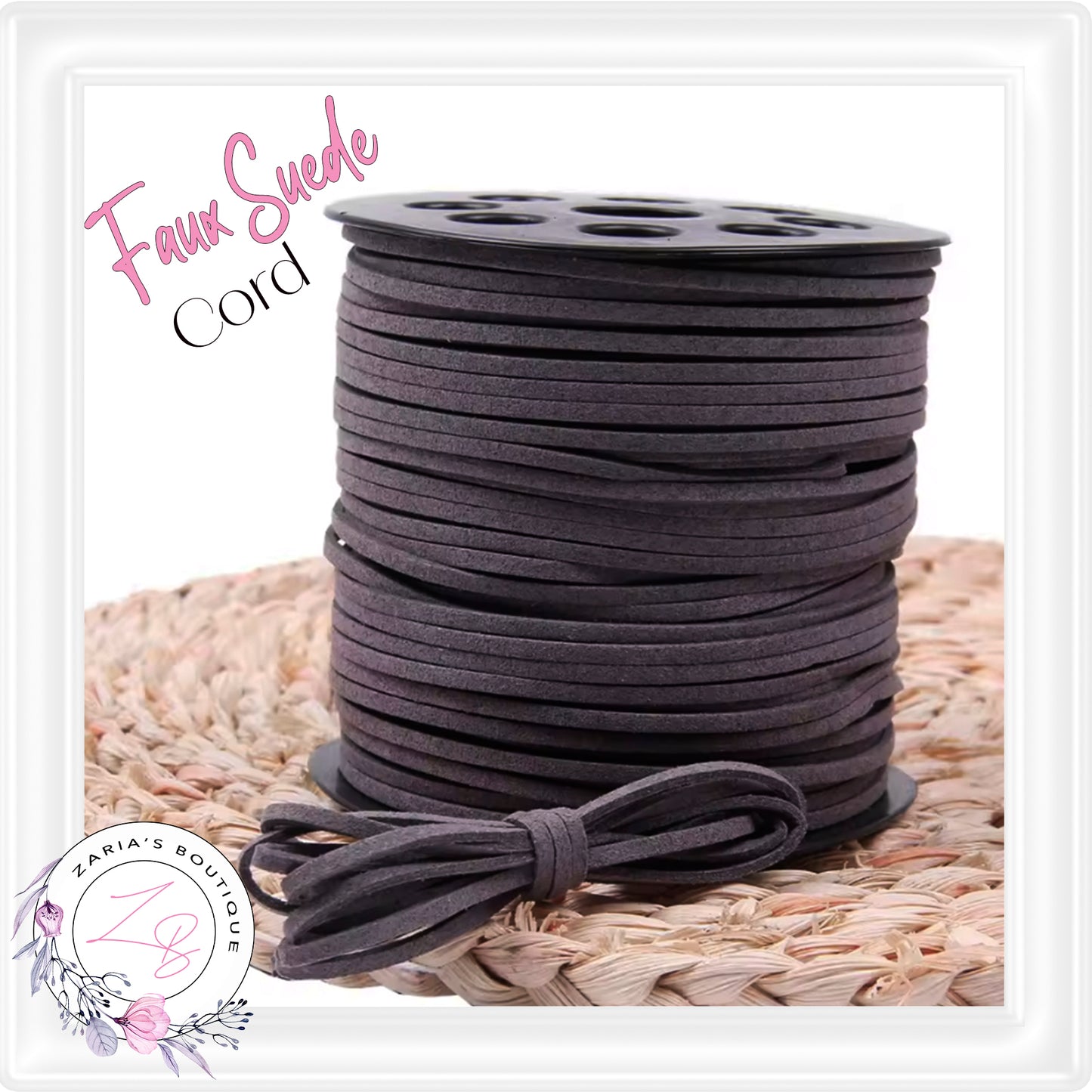 ⋅ Faux Suede Cord ⋅ 2.7mm ⋅ Dark Grey ⋅ 5 Metres ⋅