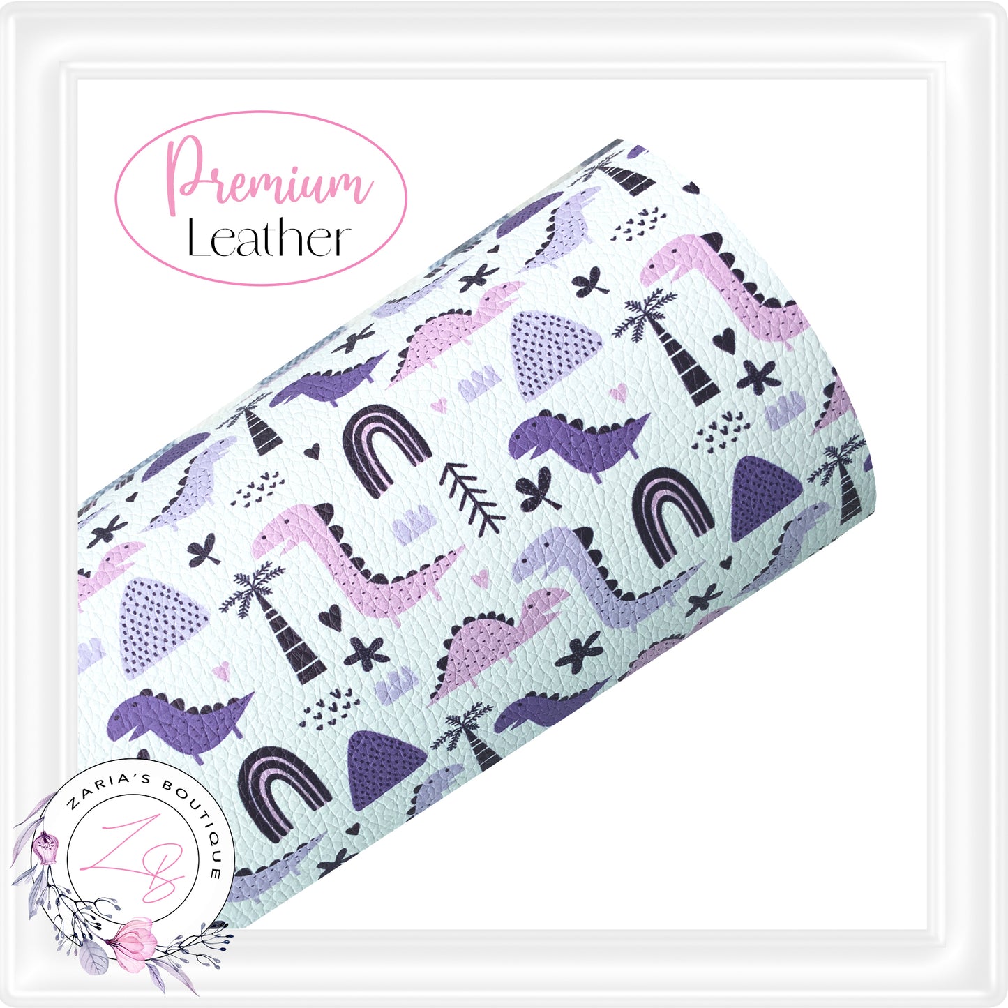 ⋅ Dinosaurs ⋅ Pink Purple⋅ Premium Faux Leather ⋅