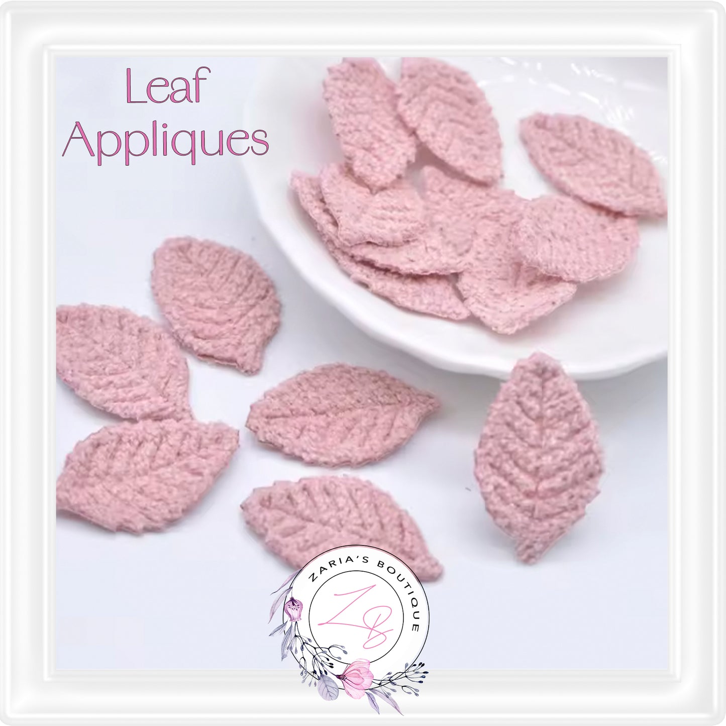 • Knitted Leaf Appliques • 8 Colours •