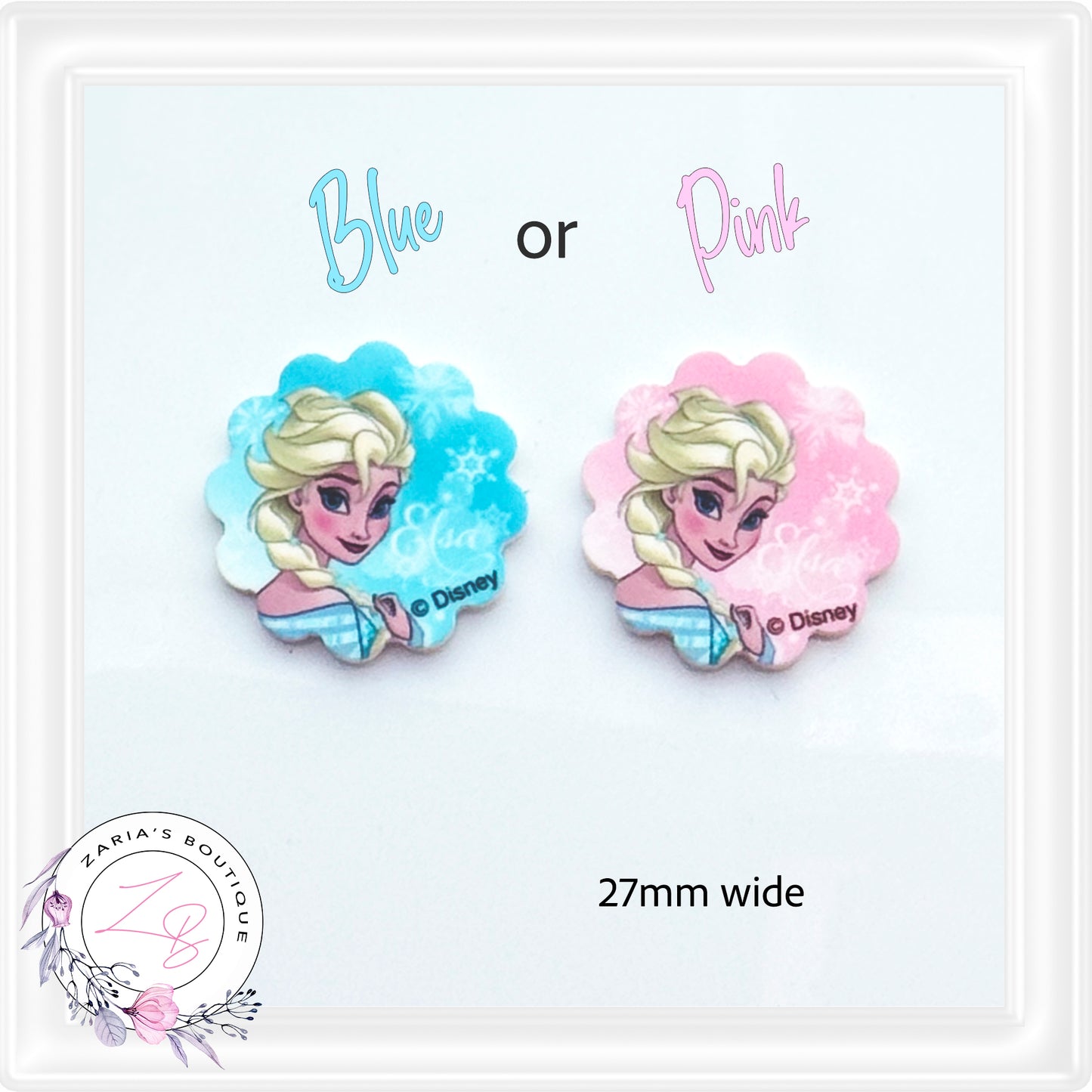 • Elsa • Planar Resin Embellishments • 2 Pieces • Pink or Blue •
