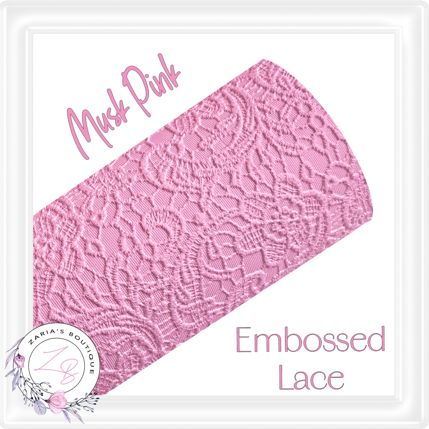 ⋅ Embossed Floral Buttersoft Lace ⋅ Vegan Faux Leather ⋅ Musk Pink ⋅
